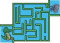 Maze Game Crocodile To Fish Color Illustration