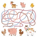 Maze game (farm animals - cow, pig, chicken, duck)