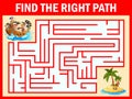 Maze game find a pirates boys group way to treasure island