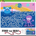 maze game with funny cartoon monsters characters