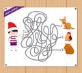 Maze Game. funny kid try to find animals