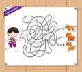 Maze Game. funny kid try to find animals