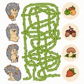 Maze game: Help hedgehogs to find food Royalty Free Stock Photo