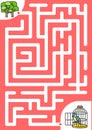 Maze game: Help parrot out of the cage and find the way to the forest. Royalty Free Stock Photo