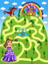 Maze Game Kid Princess Castle Red Dragon Royalty Free Stock Photo