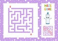 Maze. Game for kids. Funny labyrinth. Education developing worksheet. Activity page. Puzzle for children. Cute cartoon style.