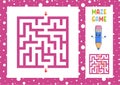 Maze. Game for kids. Funny labyrinth. Education developing worksheet. Activity page. Puzzle for children. Cute cartoon style.