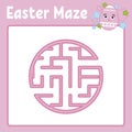 Maze. Game for kids. Funny labyrinth. Education developing worksheet. Activity page. Puzzle for children. Cute cartoon style.