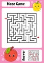 Maze. Game for kids. Funny labyrinth. Education developing worksheet. Activity page. Puzzle for children. Cute cartoon style. Royalty Free Stock Photo