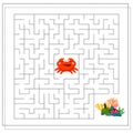 A maze game for kids. Guide the crab through the maze to the coral. Vector