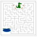 A maze game for kids. guide the crocodile through the maze to the water. Vector isolated on a white background