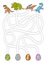 Maze game for kids. Help dinosaurs find their way to eggs