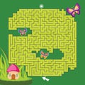 Maze game Labyrinth Garden vector illustration. Colorful puzzle for kids Royalty Free Stock Photo