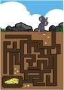 Maze Game Mouse To Cheese Color Illustration