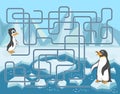 Maze game with penguins on ice floes.