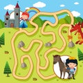 Maze game template with princess and knight Royalty Free Stock Photo
