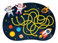 Maze games find the path for Astronaut with space and spaceship theme collection.