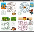 maze games set with funny cartoon characters