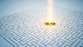 Maze with Glowing Solution Concept Royalty Free Stock Photo