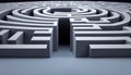 Maze graphics, labyrinth in perspective, Logic challenge, circle. AI generative content
