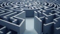 Maze graphics, labyrinth in perspective, Logic challenge. AI generative content