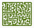 Maze of green hedge top view on white background Royalty Free Stock Photo