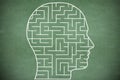 Maze in head on chalkboard Royalty Free Stock Photo