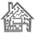 Maze house as a symbol of home hunting puzzle Royalty Free Stock Photo