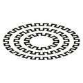 Maze icon. Circular vector shape. Geometric pattern symbol. Black abstract maze.