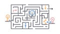 Maze of Innovation: Problem Solving Bright Idea Search, vector design Generative AI Royalty Free Stock Photo