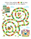 Maze for kids. Activiti and Education. Puzzle game for children. Cute cartoon characters. Follow this pattern to help