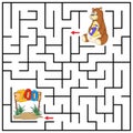 Maze or Labyrinth for Children with cartoon Bear. Find right way to the Zoo. Answer under the layer. Square puzzle Game. Labyrinth