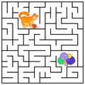 Maze or Labyrinth for Children with cartoon Cat. Find right way to the Tangle. Answer under the layer. Square puzzle Game.