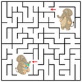 Maze or Labyrinth for Children with cartoon Elephant. Find right way to the Baby. Answer under the layer. Square puzzle Game.