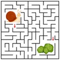 Maze or Labyrinth for Children with cartoon Snail. Find right way to Cabbage. Answer under the layer. Square puzzle Game.