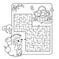 Maze or Labyrinth Game for Preschool Children. Puzzle. Coloring Page Outline