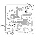 Maze or Labyrinth Game for Preschool Children. Puzzle. Coloring Page Outline Of little mouse with cheese Royalty Free Stock Photo