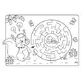 Maze or Labyrinth Game for Preschool Children. Puzzle. Coloring Page Outline Of squirrel