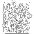 Maze or Labyrinth Game for Preschool Children. Puzzle. Tangled Road. Coloring Page Outline Of Cartoon Snakes with sweets.