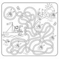 Maze or Labyrinth Game for Preschool Children. Puzzle. Tangled Road. Matching Game. Coloring Page Outline Of Cartoon Frog.