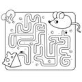 Maze or Labyrinth Game for Preschool Children. Puzzle. Tangled Road. Matching Game. Coloring Page Outline Of Cartoon mouse with Royalty Free Stock Photo