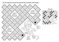 Maze or Labyrinth Game. Puzzle. Coloring Page Outline Of cartoon boy skating. Winter sports. Coloring book for kids Royalty Free Stock Photo