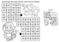 Maze or Labyrinth Game. Puzzle. Coloring Page Outline Of cartoon cute girl with basket walking home along the path. Little red Royalty Free Stock Photo