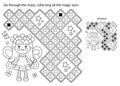 Maze or Labyrinth Game. Puzzle. Coloring Page Outline Of cartoon flower fairy with magic wand. Little kind wizard or magician. Royalty Free Stock Photo