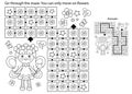 Maze or Labyrinth Game. Puzzle. Coloring Page Outline Of cartoon flower fairy with magic wand. Little kind wizard or magician. Royalty Free Stock Photo