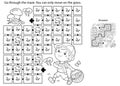 Maze or Labyrinth Game. Puzzle. Coloring Page Outline Of cartoon fun boy with basket. Little mushroom picker. Coloring book for