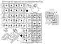 Maze or Labyrinth Game. Puzzle. Coloring Page Outline Of cartoon fun caterpillar with apple. Coloring book for kids