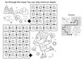 Maze or Labyrinth Game. Puzzle. Coloring Page Outline Of cartoon girl skating. Winter sports. Coloring book for kids