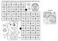 Maze or Labyrinth Game. Puzzle. Coloring Page Outline Of cartoon little bear cub with barrel of honey. Coloring book for kids