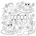 Maze or Labyrinth Game. Puzzle. Coloring Page Outline Of cartoon little frogs. Coloring book for kids